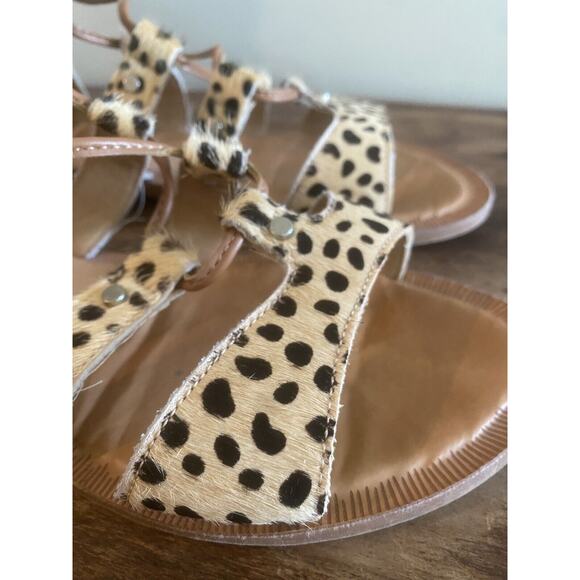 Anthropologie DOLCE VITA Jasmyn Leopard Print Gladiator Sandals Lace Up Size 9 - Picture 3 of 6